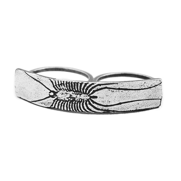 House Centipede Insect Double Ring in Sterling Silver