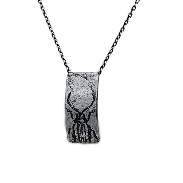 Handmade Sterling Silver Beetle Insect Necklace
