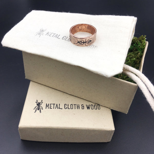 Handmade Copper Eternity Ant Insect Band Ring