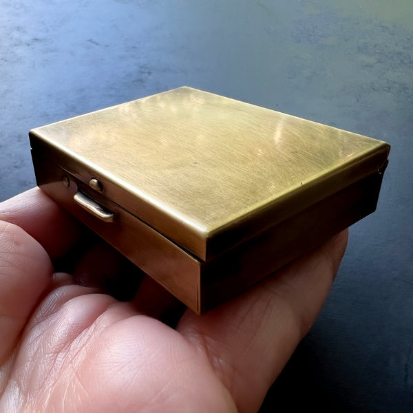 Custom Engraved Rectangular 2.13" x 1.75" Brass Pill or Trinket Box