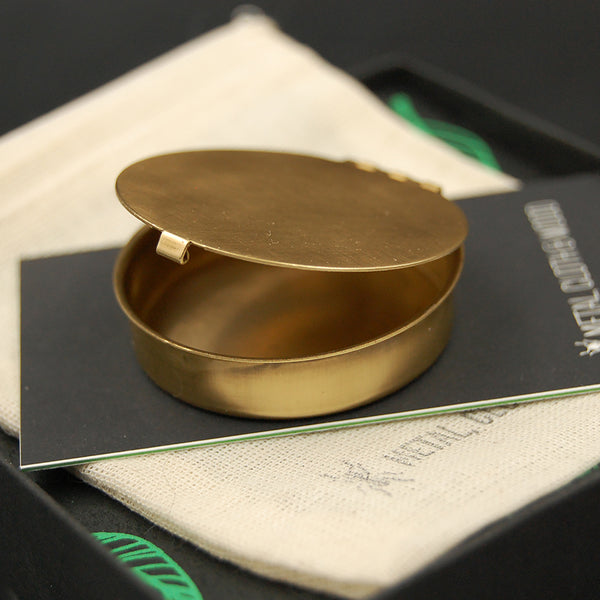 Clean and Simple Small 1.6" Round Brass Pill or Trinket Box — Perfect Tiny and Discreet Pillbox for Purse or Pocket!