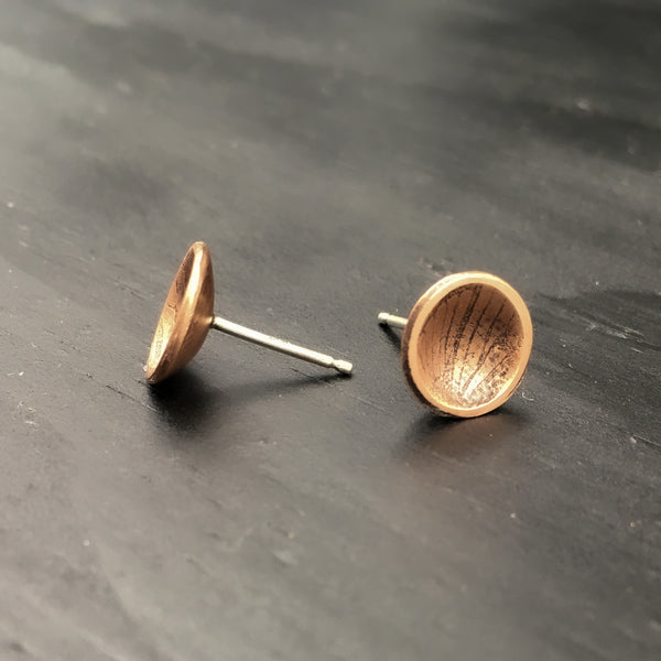 Handmade Copper & Sterling Silver Stud Earrings with Moth Insect Wing Patterns