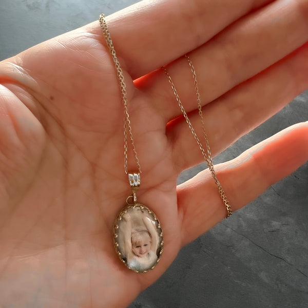 Custom Photo Pendant Necklace in Sterling Silver – Personalized Picture Jewelry, Memorial Necklace, Custom Engraved Gift, Handmade Keepsake