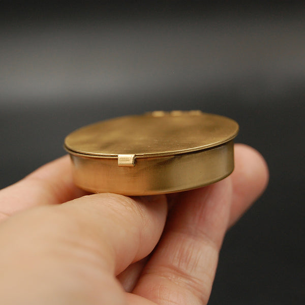Clean and Simple Small 1.6" Round Brass Pill or Trinket Box — Perfect Tiny and Discreet Pillbox for Purse or Pocket!
