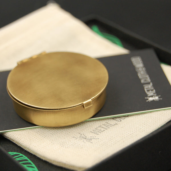 Clean and Simple Small 1.6" Round Brass Pill or Trinket Box — Perfect Tiny and Discreet Pillbox for Purse or Pocket!