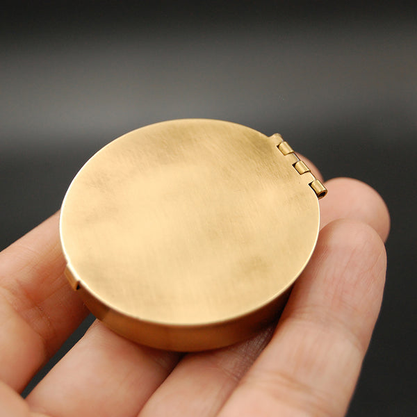 Clean and Simple Small 1.6" Round Brass Pill or Trinket Box — Perfect Tiny and Discreet Pillbox for Purse or Pocket!