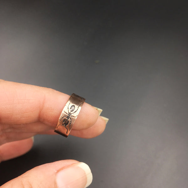 Handmade Copper Eternity Ant Insect Band Ring