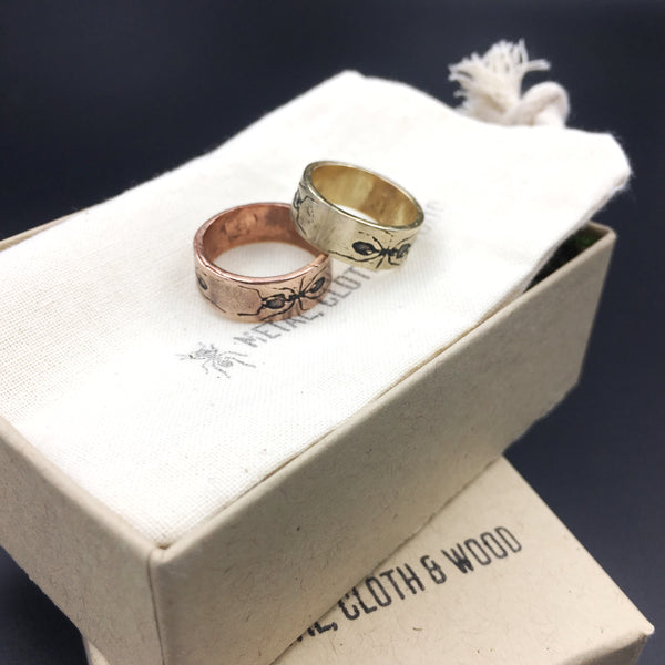 Handmade Copper Eternity Ant Insect Band Ring