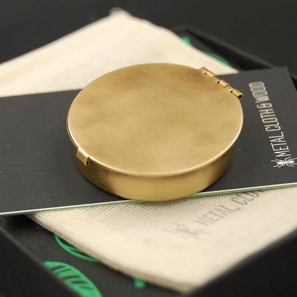 Clean and Simple Small 1.6" Round Brass Pill or Trinket Box — Perfect Tiny and Discreet Pillbox for Purse or Pocket!
