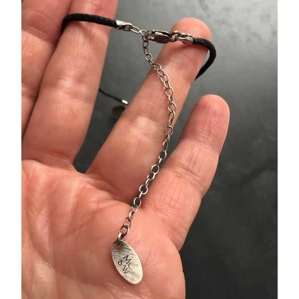Sterling Silver 13" to 16" Wasp Choker Necklace with Vegan Waxed Cotton Cord and 3" Adjustable Sterling Silver Chain for Perfect Fit!