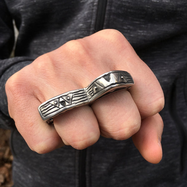 Handmade Sterling Silver Double Ring – Custom Two-Finger Statement Ring for Women & Men, Bold Sculptural Jewelry, Made in USA