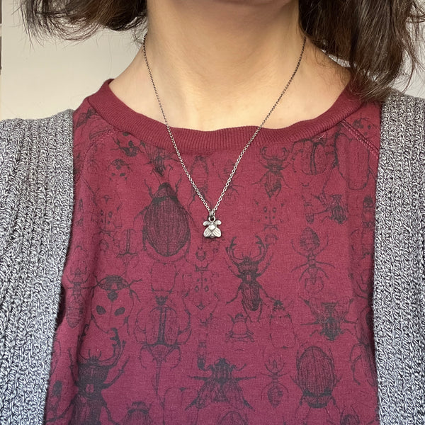 Sterling Silver Moth Necklace – Handmade Insect Pendant on Custom Chain or Charm Only, Bug Lover Gift