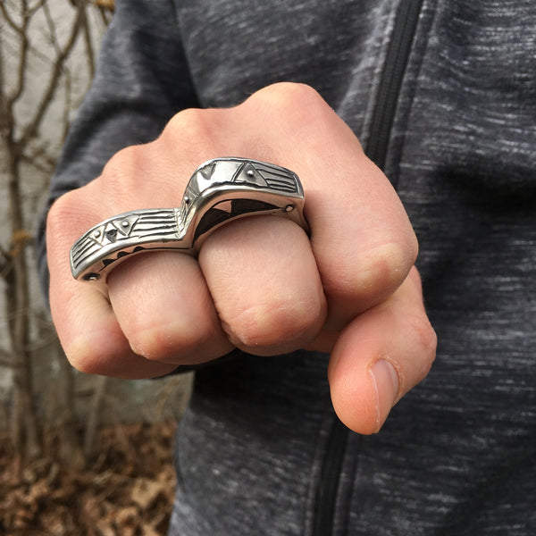 Handmade Sterling Silver Double Ring – Custom Two-Finger Statement Ring for Women & Men, Bold Sculptural Jewelry, Made in USA