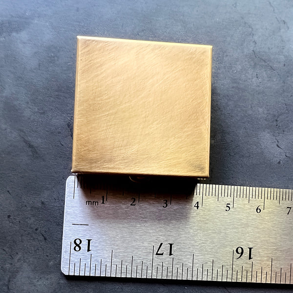 Clean and Simple 1.5" Square Brass Pill or Trinket Box — Push Button Mechanism Opens Lid!
