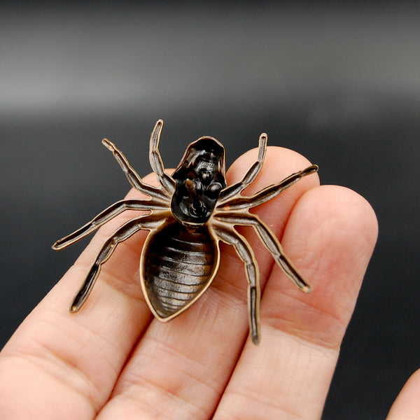 Handmade Spooky Spider Pin with Human Skull, Unique Brooch Perfect for Halloween Active