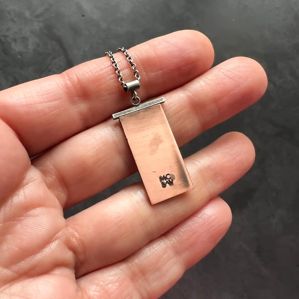 Handmade Nut Weevil Insect Necklace in Sterling Silver & Copper