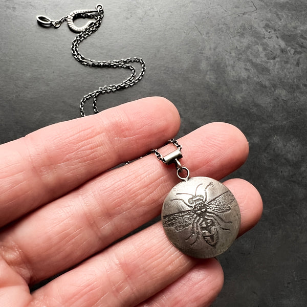 Handmade Sterling Silver Wasp Pendant Necklace or Choker – Eco-Friendly Insect Jewelry for Nature Lovers