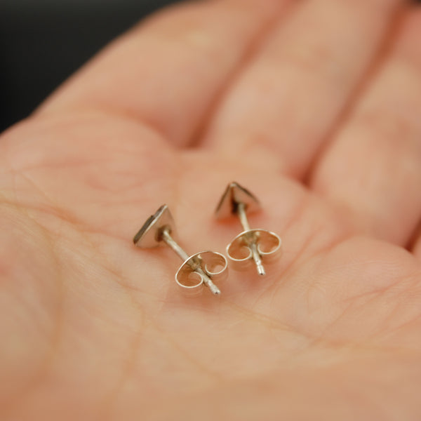 Copper Brass and Sterling Silver Tiny Triangle Minimalist Mixed Metal Stud Earrings