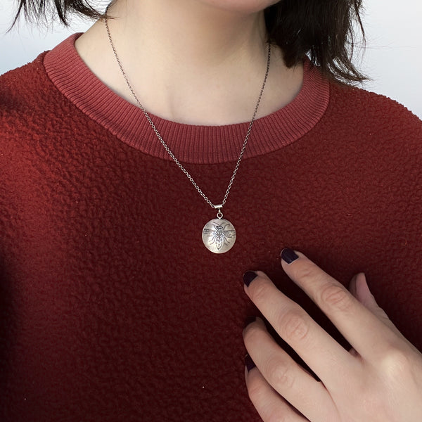 Handmade Sterling Silver Wasp Pendant Necklace or Choker – Eco-Friendly Insect Jewelry for Nature Lovers