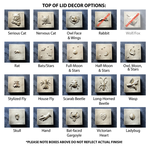 Customizable 1.5" Square Brass Pill or Trinket Box with Your Choice of 3D Lid Decor — Choose Skull, Animals, Insects, or Celestial Motifs!