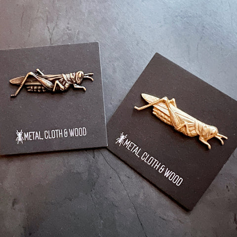 Brass Grasshopper or Cricket Insect Pin or Brooch
