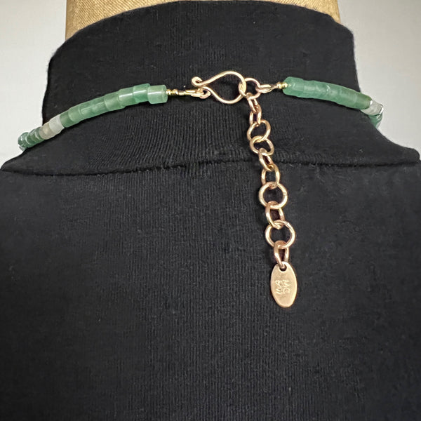 Aventurine Prehnite and Gold Filled Beaded Necklace, Adjustable Mermaid Boho Jewelry