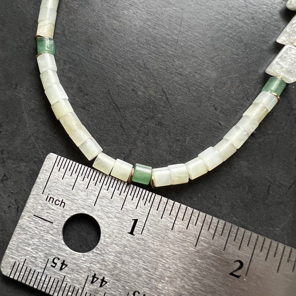 Seafoam Green Necklace, Aventurine Prehnite Necklace, Asymmetrical Gold Filled Necklace, Mermaid Gemstone Jewelry, Adjustable Boho Gift