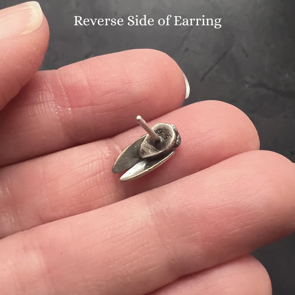 Hand Cast Sterling Silver Cicada Stud Insect Earrings – Also Available in Bronze, or Brass, or Silver with 14k Wings – Nature Jewelry