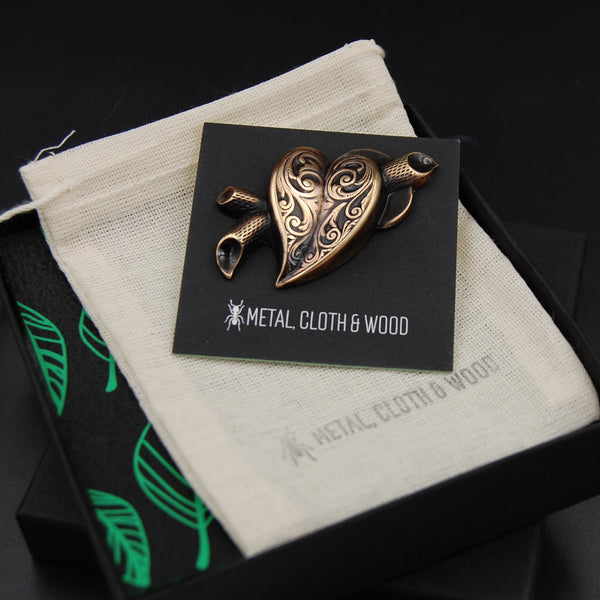 Unique Large Victorian Style Anatomical Heart Brooch or Pin — Perfect for Lapel Pin or as a Shoulder Brooch