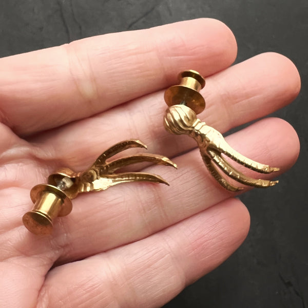 Gothic Handmade Brass Bird Claw Brooch – Vintage Talon Pin