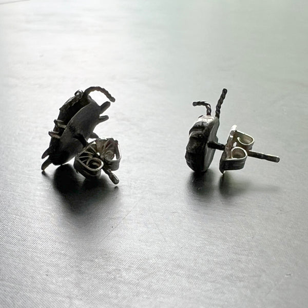 Mismatched Handmade Sterling Silver Isopod Stud Earrings — Also Available in Brass or Bronze!