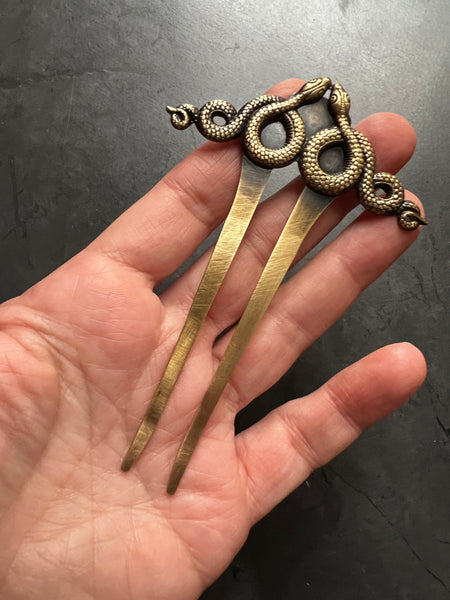 Snake Hair Pin, Perfect for Gothic Wedding or Halloween, Hair Accessory for Updo, Snake Hair Pin for Costume