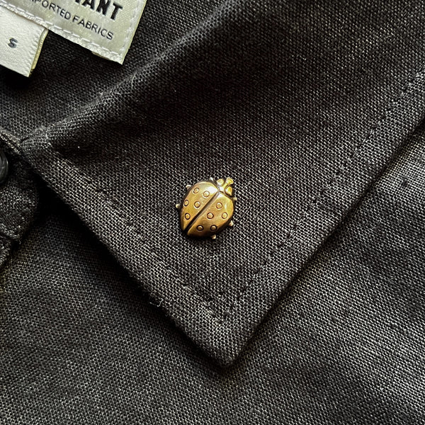 Ladybug Pin • Handmade Brass Lapel Pin • Vintage Stamping • Small Insect Brooch • Made in USA • Bug Lover Gift • Science Teacher Gift