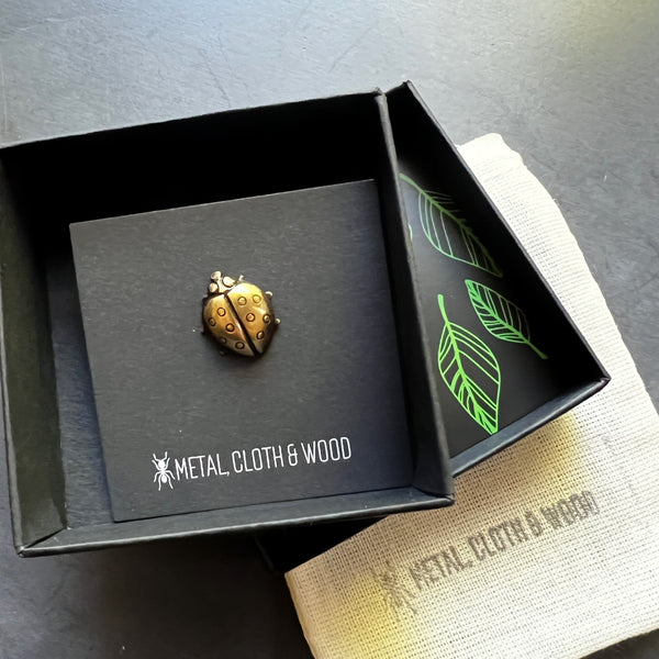 Ladybug Pin • Handmade Brass Lapel Pin • Vintage Stamping • Small Insect Brooch • Made in USA • Bug Lover Gift • Science Teacher Gift