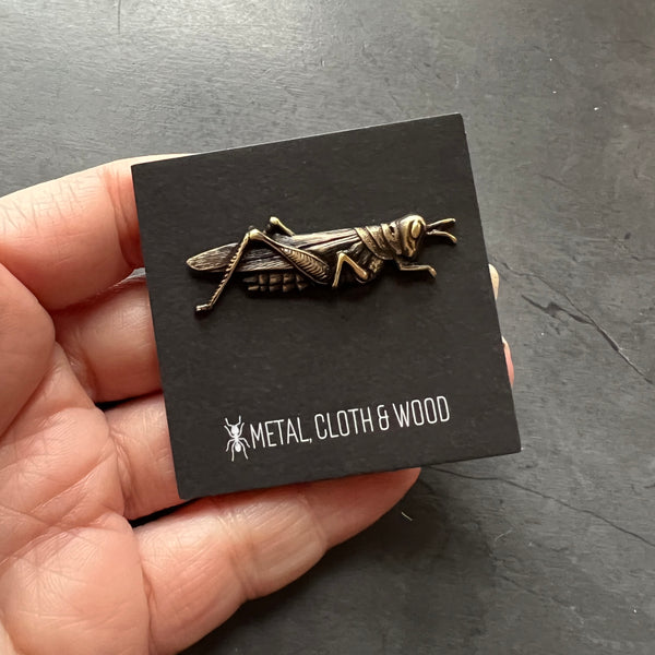 Brass Grasshopper or Cricket Insect Pin or Brooch