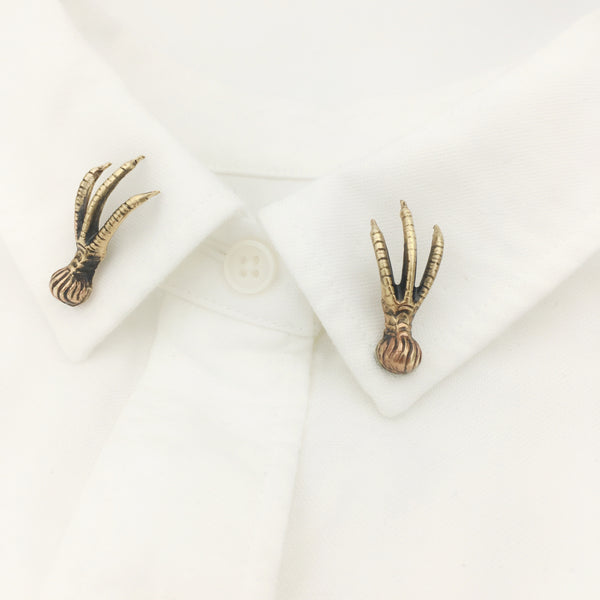 Gothic Handmade Brass Bird Claw Brooch – Vintage Talon Pin