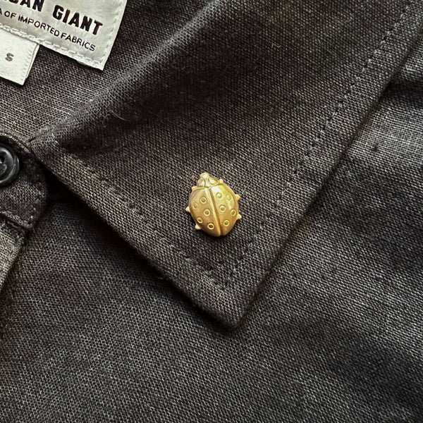 Ladybug Pin • Handmade Brass Lapel Pin • Vintage Stamping • Small Insect Brooch • Made in USA • Bug Lover Gift • Science Teacher Gift