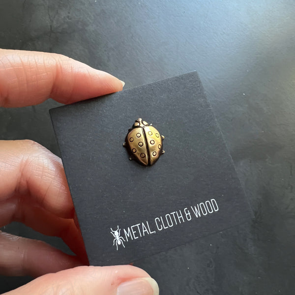 Ladybug Pin • Handmade Brass Lapel Pin • Vintage Stamping • Small Insect Brooch • Made in USA • Bug Lover Gift • Science Teacher Gift