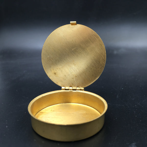 Customizable Small 1.6" Round Brass Pill or Trinket Box with Your Choice of Animal and/or Engraving on the Lid — Perfect Pillbox for Purse or Pocket!