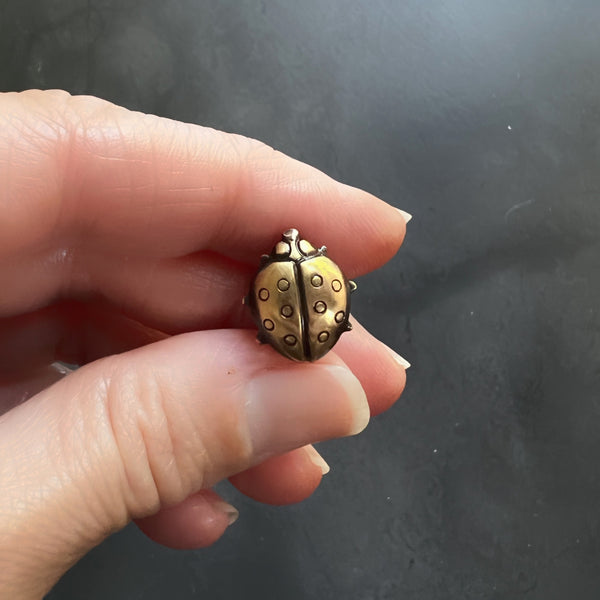 Ladybug Pin • Handmade Brass Lapel Pin • Vintage Stamping • Small Insect Brooch • Made in USA • Bug Lover Gift • Science Teacher Gift