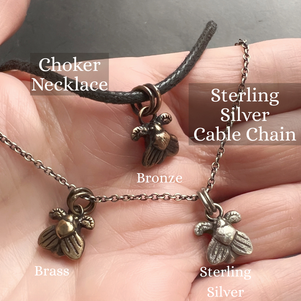 Sterling Silver Moth Necklace – Handmade Insect Pendant on Custom Chain or Charm Only, Bug Lover Gift