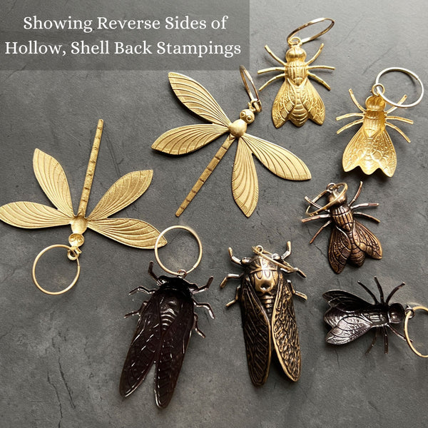 Insect Charm Hoop Earrings with Gold Filled Hoops and Option of Brass Flies, Cicadas, or Dragonflies in a Bright Gold or Antiqued Finish!
