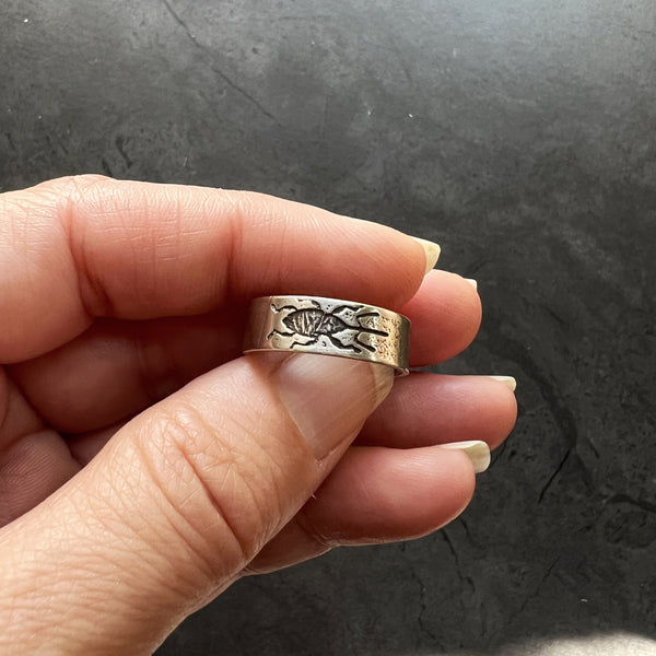 Sterling Silver Nut Weevil Ring — Unique Sterling Silver Insect Eternity Ring Band, Perfect for Your Favorite Weevil Lover!