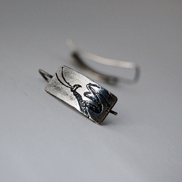 Handmade Sterling Silver Praying Mantis Earrings – Insect Jewelry for Nature Lovers – Entomology Gift – Unique Bug Earrings for Women & Men