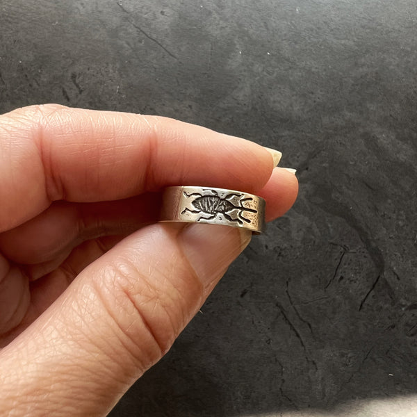 Sterling Silver Nut Weevil Ring — Unique Sterling Silver Insect Eternity Ring Band, Perfect for Your Favorite Weevil Lover!