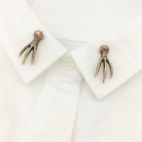 Gothic Handmade Brass Bird Claw Brooch – Vintage Talon Pin