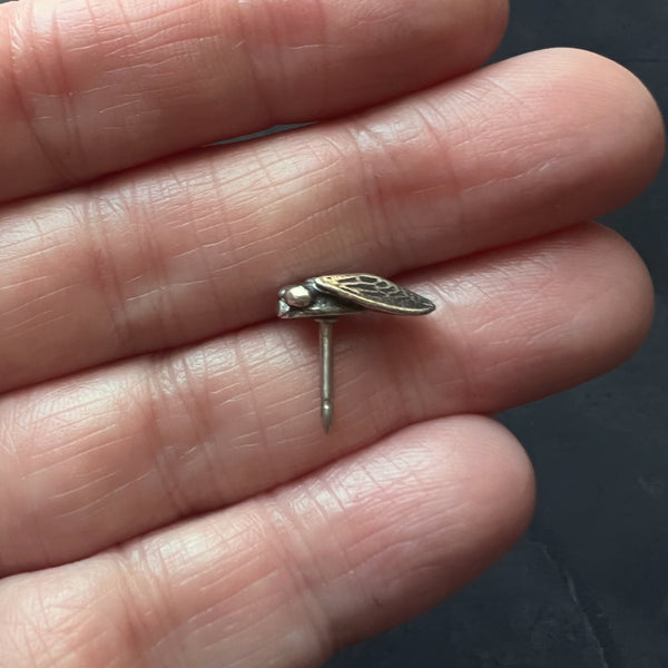 Sterling Silver Cicada Tie Tack, Insect Lapel Pin, Nature Inspired Bug Jewelry