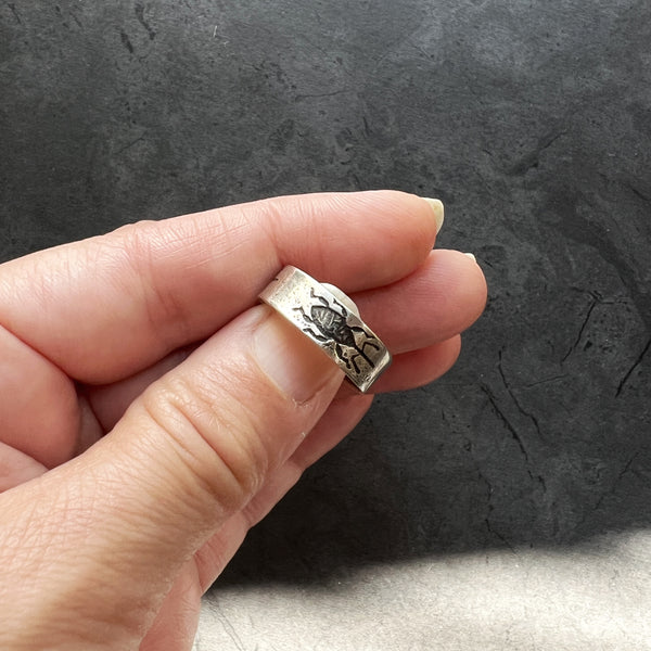 Sterling Silver Nut Weevil Ring — Unique Sterling Silver Insect Eternity Ring Band, Perfect for Your Favorite Weevil Lover!