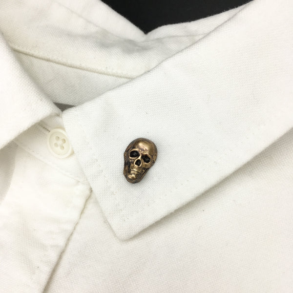 Gothic Handmade Unisex Brass Skull Pin