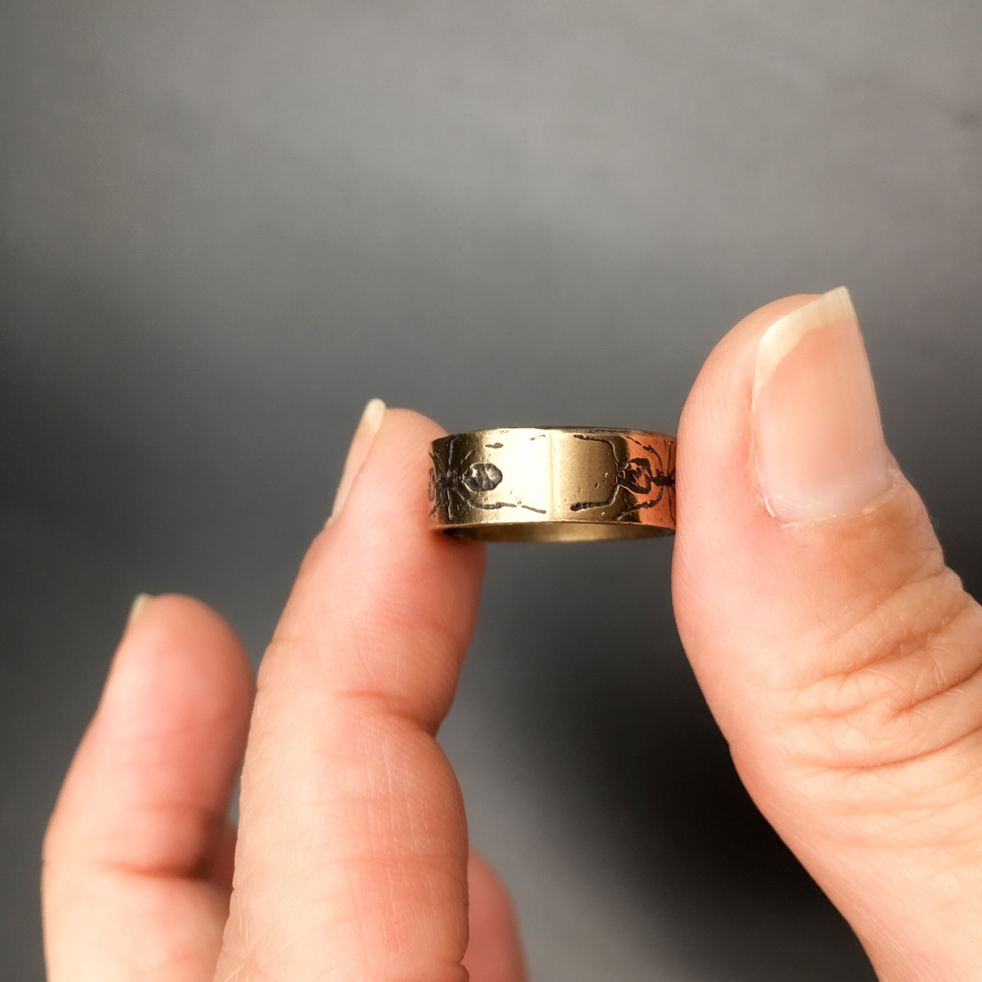 Handmade Bronze Eternity Ant Insect Ring Band